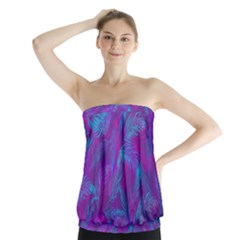 Leaf-pattern-with-neon-purple-background Strapless Top