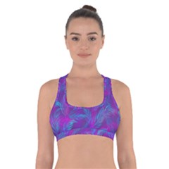 Leaf-pattern-with-neon-purple-background Cross Back Sports Bra