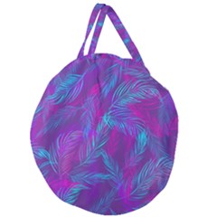 Leaf-pattern-with-neon-purple-background Giant Round Zipper Tote