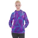 Leaf-pattern-with-neon-purple-background Women s Hooded Pullover View1