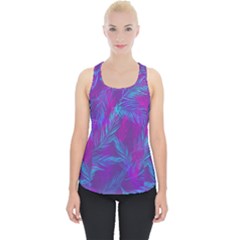 Leaf-pattern-with-neon-purple-background Piece Up Tank Top