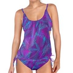 Leaf-pattern-with-neon-purple-background Tankini Set by Jancukart