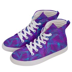 Leaf-pattern-with-neon-purple-background Men s Hi-top Skate Sneakers