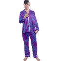 Leaf-pattern-with-neon-purple-background Men s Long Sleeve Satin Pajamas Set View1