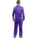 Leaf-pattern-with-neon-purple-background Men s Long Sleeve Satin Pajamas Set View2