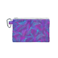 Leaf-pattern-with-neon-purple-background Canvas Cosmetic Bag (small)