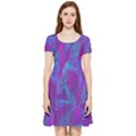 Leaf-pattern-with-neon-purple-background Inside Out Cap Sleeve Dress View1