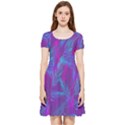 Leaf-pattern-with-neon-purple-background Inside Out Cap Sleeve Dress View3