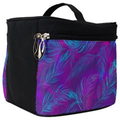 Leaf-pattern-with-neon-purple-background Make Up Travel Bag (big)