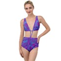 Leaf-pattern-with-neon-purple-background Tied Up Two Piece Swimsuit View1