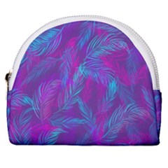 Leaf-pattern-with-neon-purple-background Horseshoe Style Canvas Pouch by Jancukart