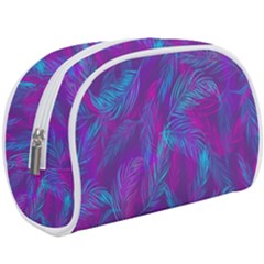 Leaf-pattern-with-neon-purple-background Make Up Case (large) by Jancukart