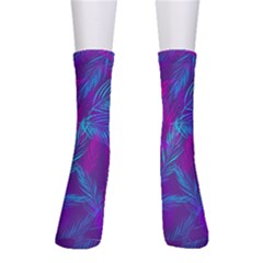 Leaf-pattern-with-neon-purple-background Crew Socks