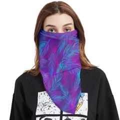 Leaf-pattern-with-neon-purple-background Face Covering Bandana (triangle)