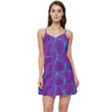 Leaf-pattern-with-neon-purple-background Short Frill Dress View1