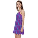 Leaf-pattern-with-neon-purple-background Short Frill Dress View2