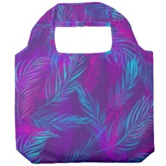 Leaf-pattern-with-neon-purple-background Foldable Grocery Recycle Bag by Jancukart