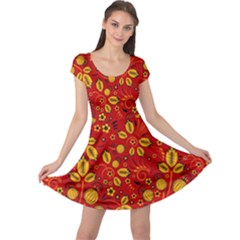 Seamless-pattern-slavic-folk-style Cap Sleeve Dress