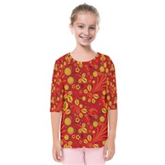 Seamless-pattern-slavic-folk-style Kids  Quarter Sleeve Raglan Tee