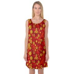 Seamless-pattern-slavic-folk-style Sleeveless Satin Nightdress