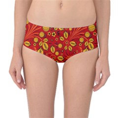 Seamless-pattern-slavic-folk-style Mid-waist Bikini Bottoms