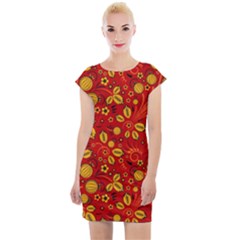 Seamless-pattern-slavic-folk-style Cap Sleeve Bodycon Dress