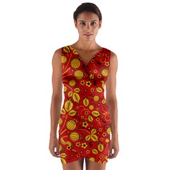 Seamless-pattern-slavic-folk-style Wrap Front Bodycon Dress