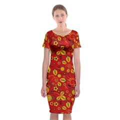 Seamless-pattern-slavic-folk-style Classic Short Sleeve Midi Dress