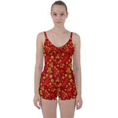 Seamless-pattern-slavic-folk-style Tie Front Two Piece Tankini