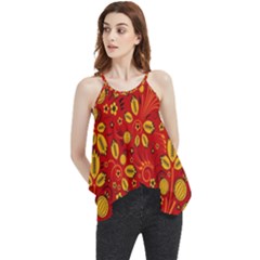 Seamless-pattern-slavic-folk-style Flowy Camisole Tank Top