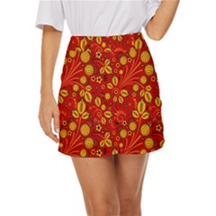 Seamless-pattern-slavic-folk-style Mini Front Wrap Skirt