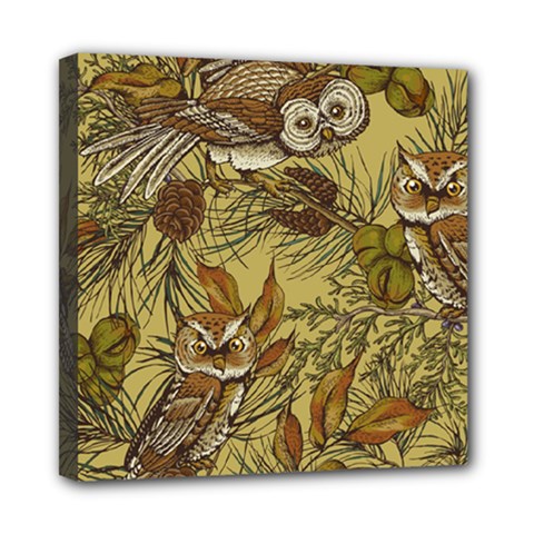 Forest-vintage-seamless-background-with-owls Mini Canvas 8  X 8  (stretched) by Jancukart