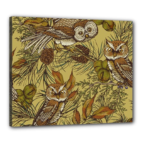 Forest-vintage-seamless-background-with-owls Canvas 24  X 20  (stretched) by Jancukart