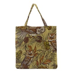 Forest-vintage-seamless-background-with-owls Grocery Tote Bag