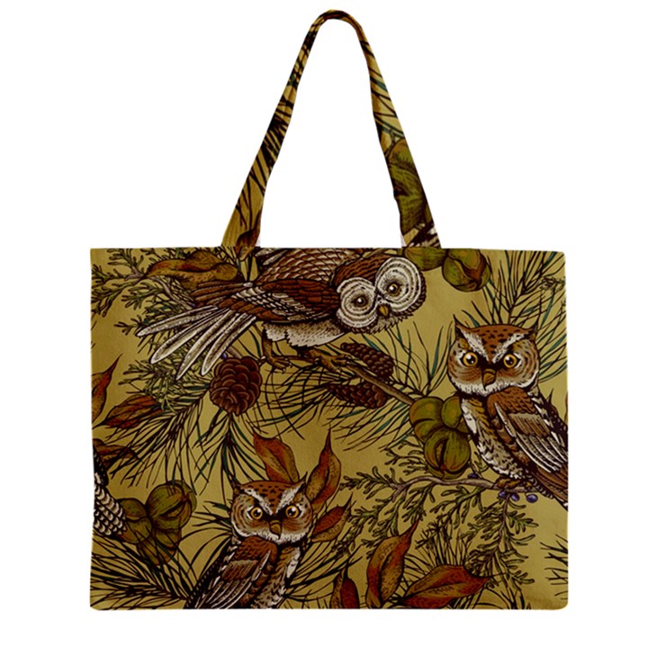 Forest-vintage-seamless-background-with-owls Zipper Mini Tote Bag