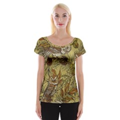 Forest-vintage-seamless-background-with-owls Cap Sleeve Top