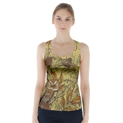 Forest-vintage-seamless-background-with-owls Racer Back Sports Top