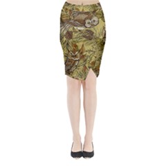 Forest-vintage-seamless-background-with-owls Midi Wrap Pencil Skirt