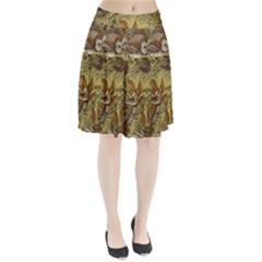 Forest-vintage-seamless-background-with-owls Pleated Skirt