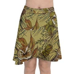 Forest-vintage-seamless-background-with-owls Chiffon Wrap Front Skirt