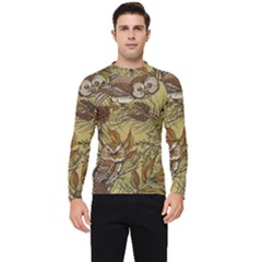 Forest-vintage-seamless-background-with-owls Men s Long Sleeve Rash Guard by Jancukart