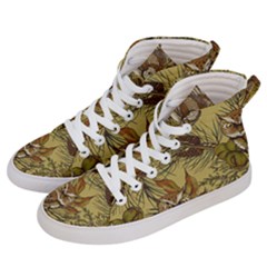 Forest-vintage-seamless-background-with-owls Men s Hi-top Skate Sneakers