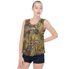 Forest-vintage-seamless-background-with-owls Bubble Hem Chiffon Tank Top