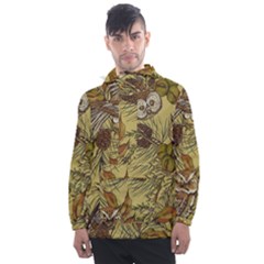 Forest-vintage-seamless-background-with-owls Men s Front Pocket Pullover Windbreaker