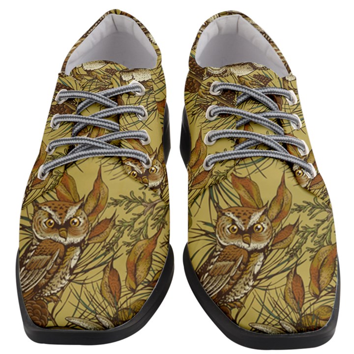 Forest-vintage-seamless-background-with-owls Women Heeled Oxford Shoes