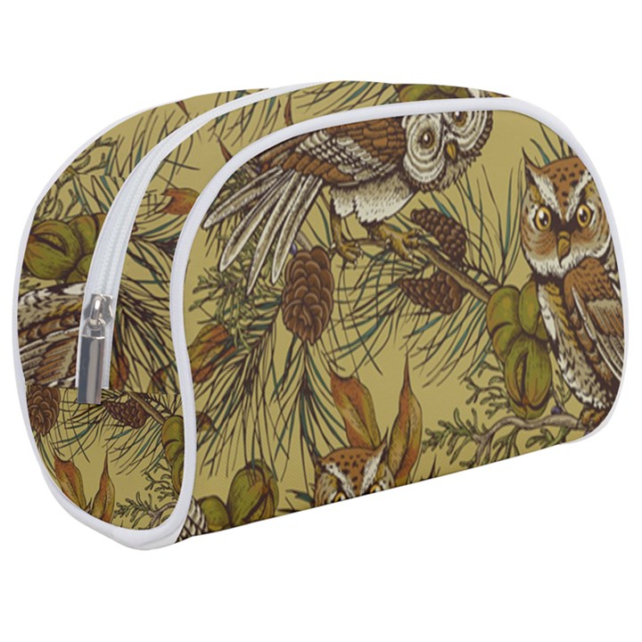 Forest-vintage-seamless-background-with-owls Make Up Case (Medium)