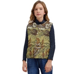 Forest-vintage-seamless-background-with-owls Kid s Short Button Up Puffer Vest	