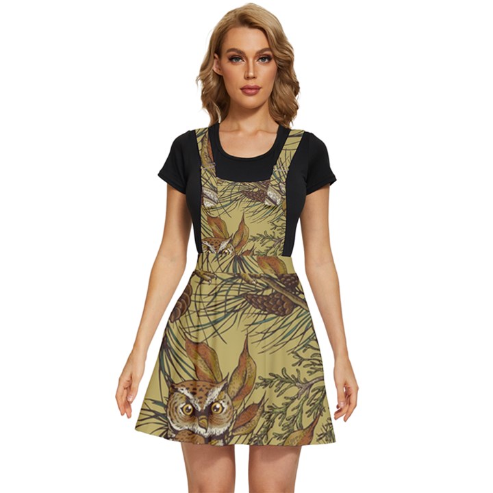 Forest-vintage-seamless-background-with-owls Apron Dress