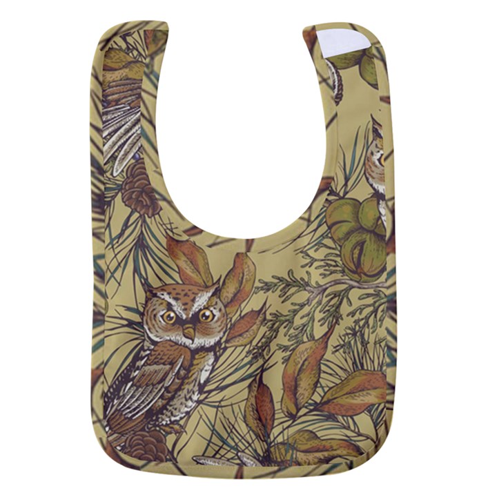 Forest-vintage-seamless-background-with-owls Baby Bib