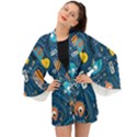 Seamless-pattern-vector-submarine-with-sea-animals-cartoon Long Sleeve Kimono View1